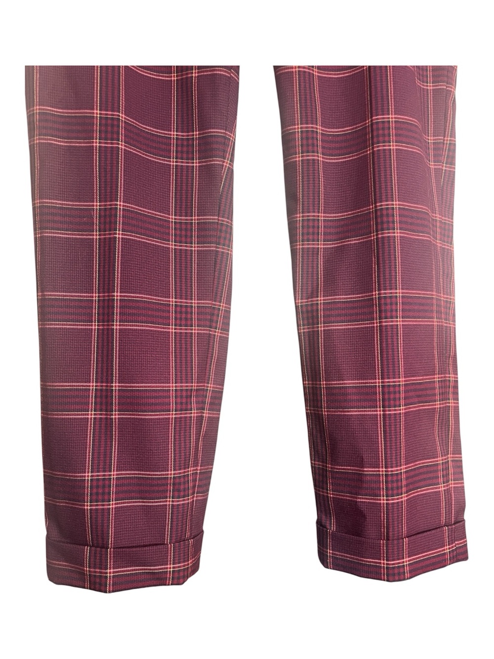 Tommy Hilfiger Plaid Preppy Hipster Pants Office School Holiday Burgundy SZ 10 - Picture 3 of 8